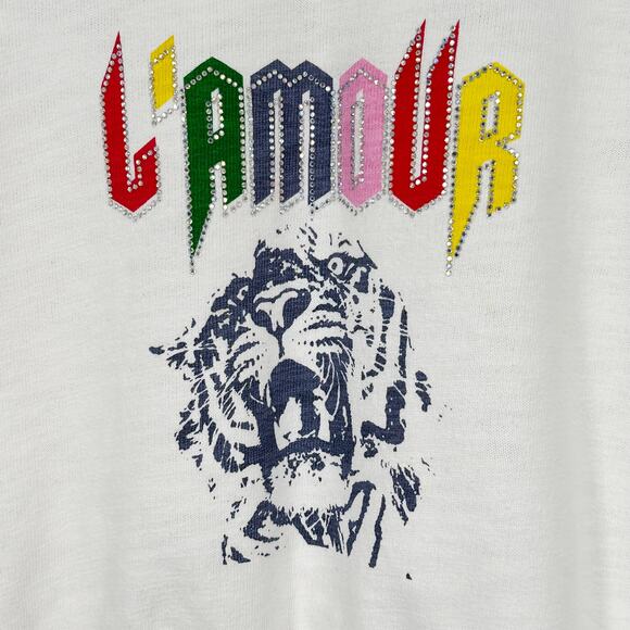 Aritzia Little Moon Posey Sweatshirt L’amour Graphic Print Crewneck Terry White - Picture 8 of 14